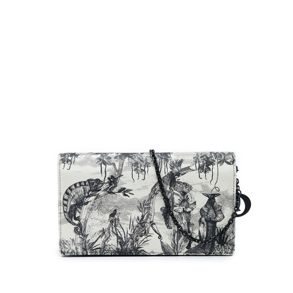 Pre-Loved Dior Calfskin Toile De Jouy Carnivora Wallet On Chain